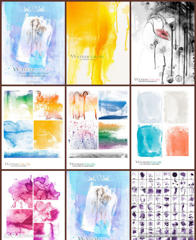 高清晰水彩效果笔刷