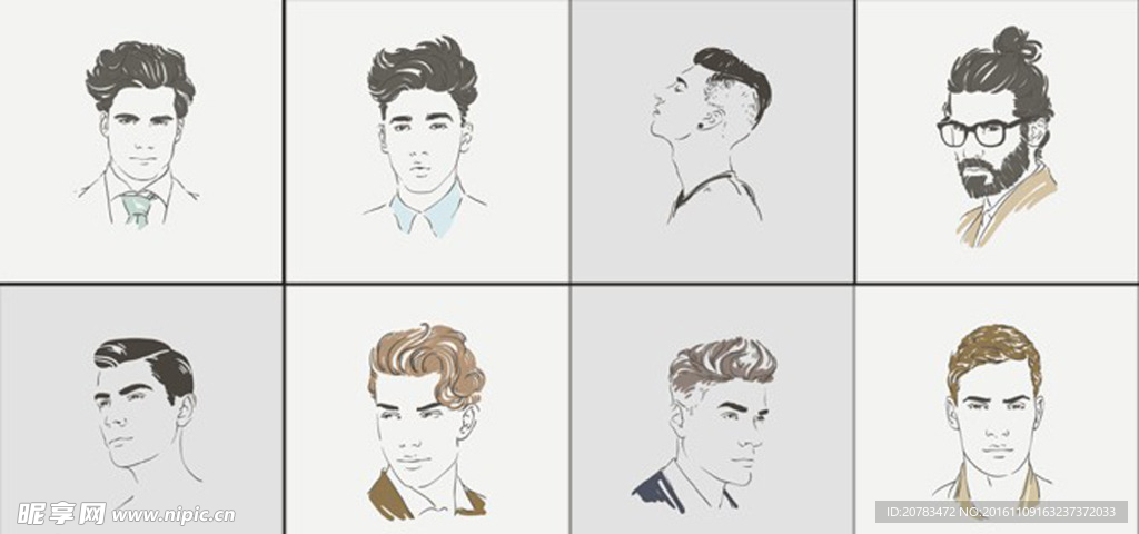 手绘男性头像AI 人物插画海报