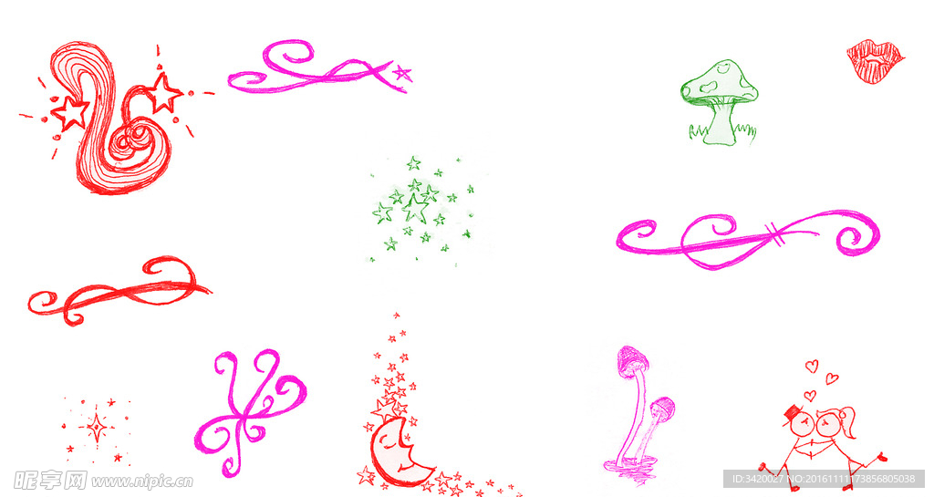 浪漫蜡笔元素笔刷