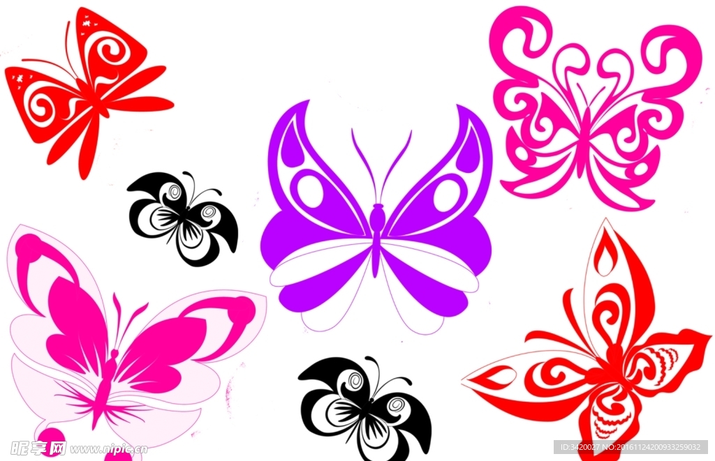 漂亮的卡通蝴蝶笔刷