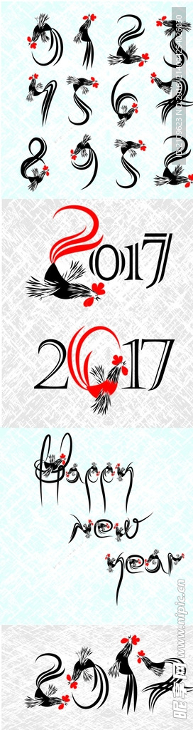 鸡年创意矢量素材