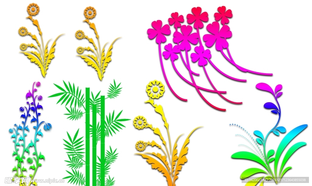 潮流风格植物花纹笔刷