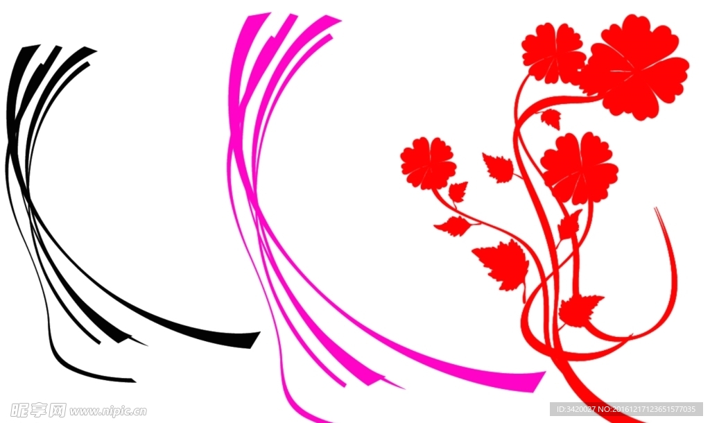 曲线时尚花纹笔刷