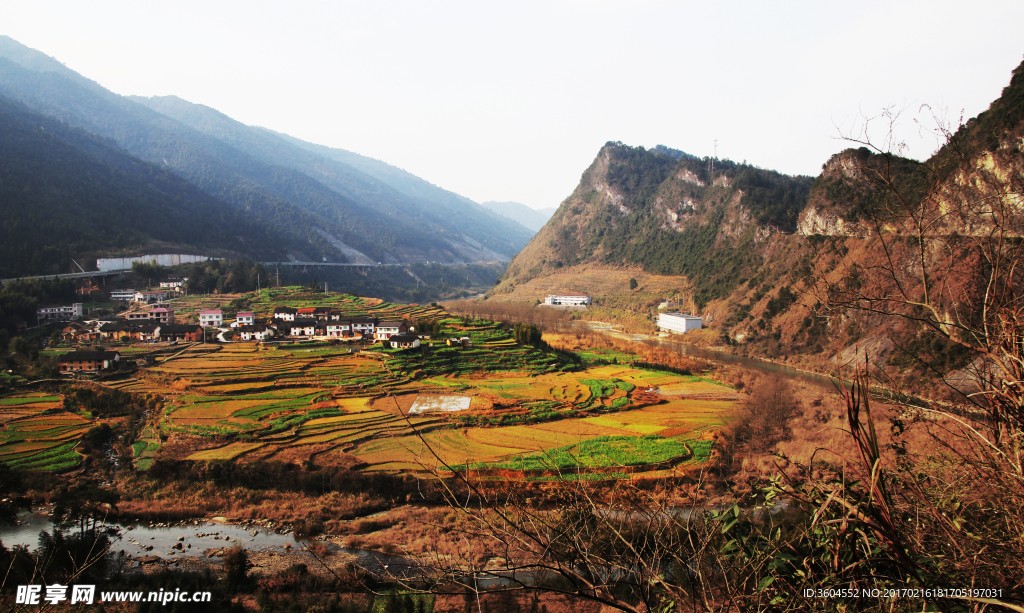 炎陵船形全景 乡村美景