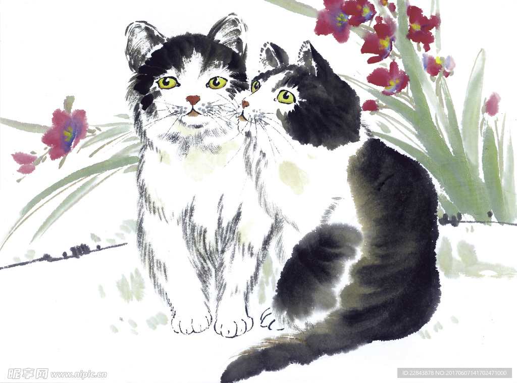水墨画猫