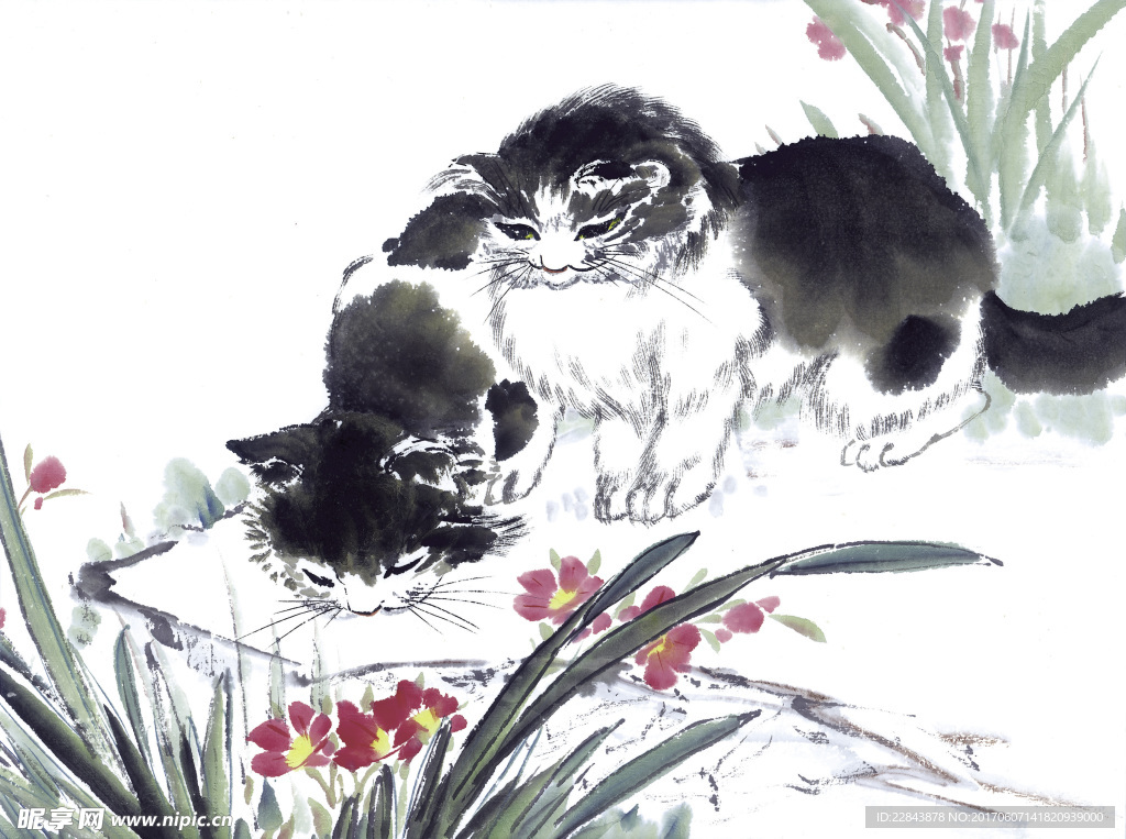 水墨画猫