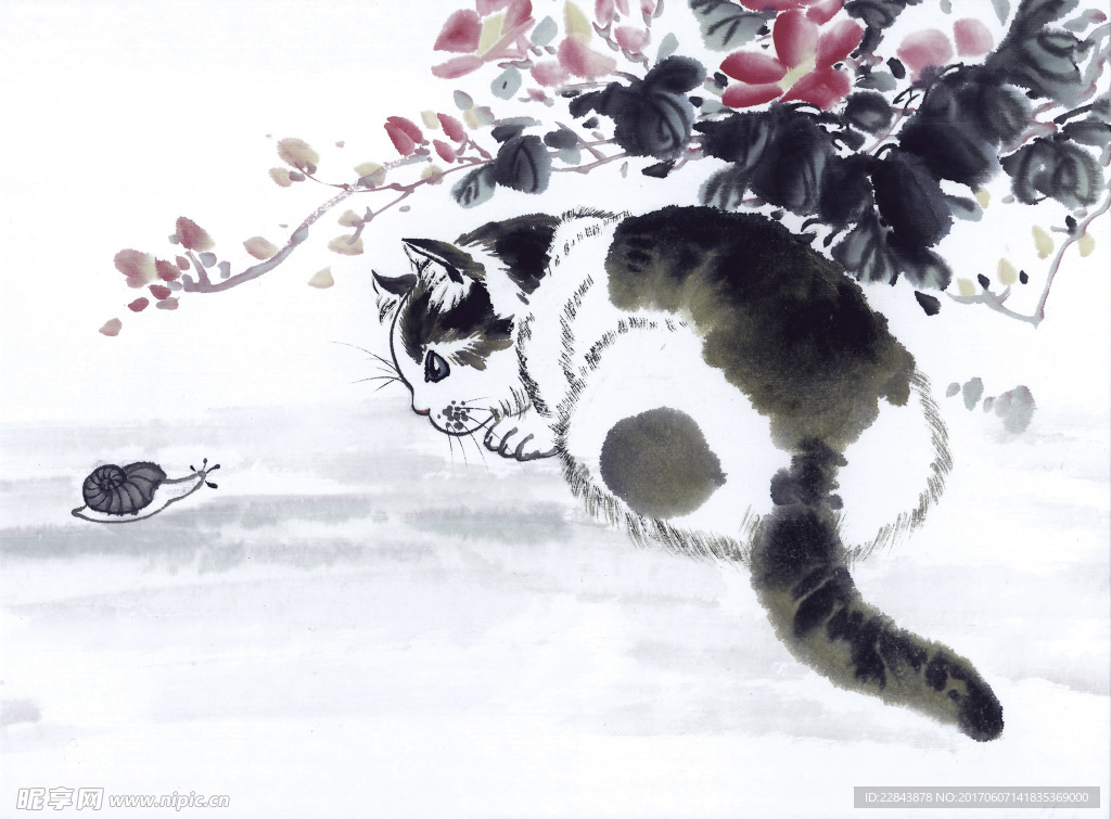 水墨画猫