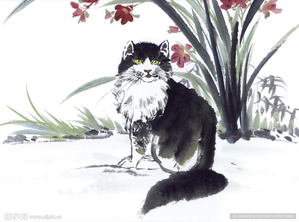 水墨画猫