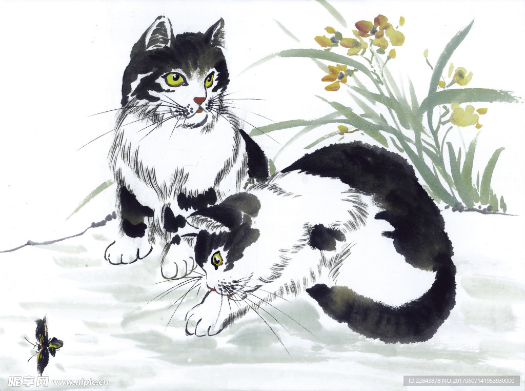 水墨画猫