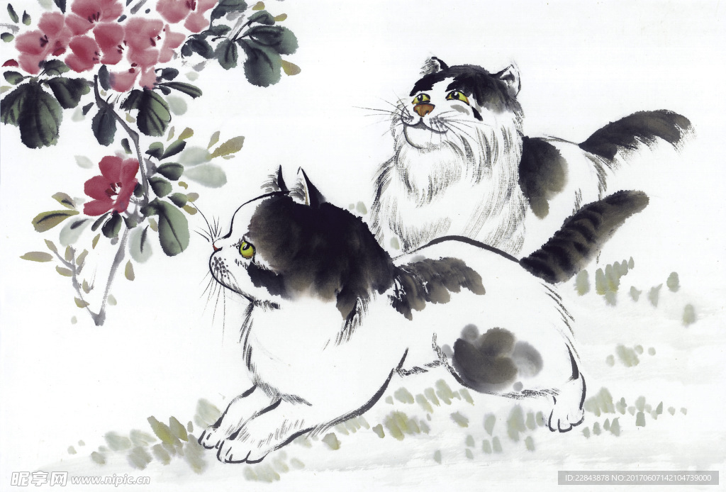 水墨画猫