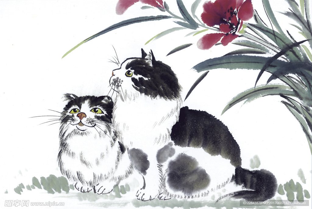 水墨画猫