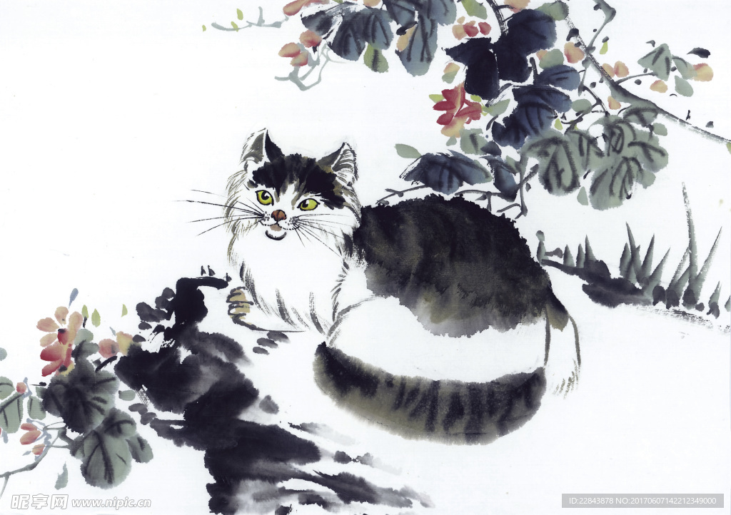 水墨画猫