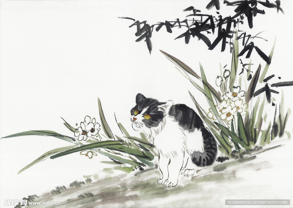 水墨画猫