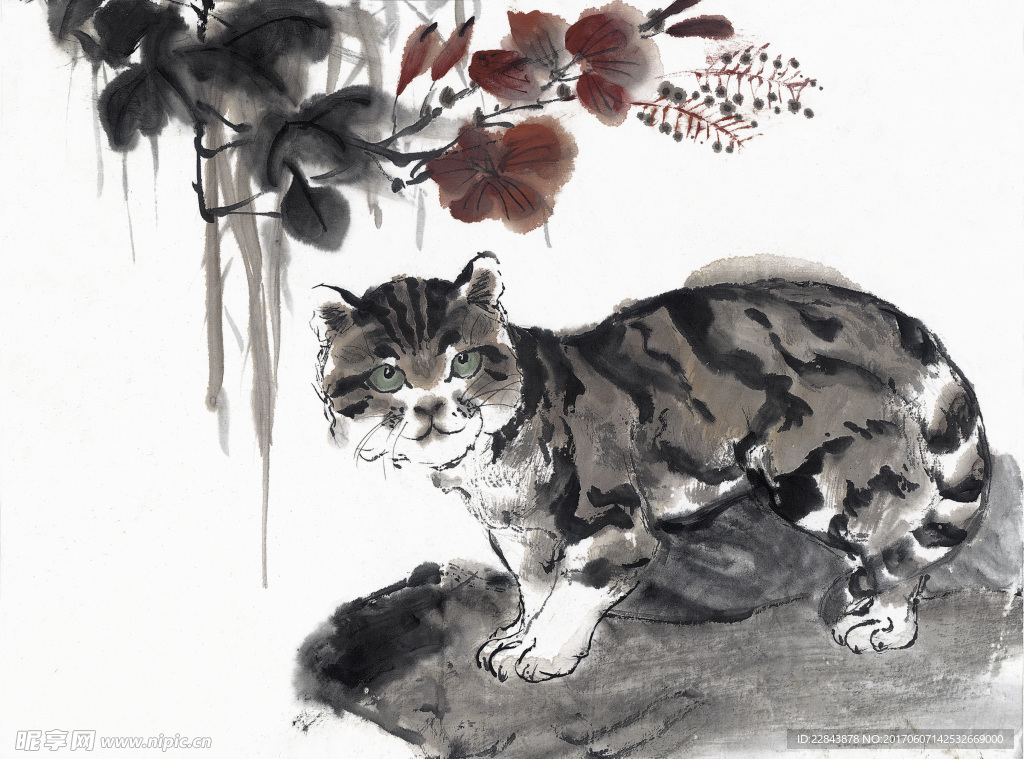 水墨画猫