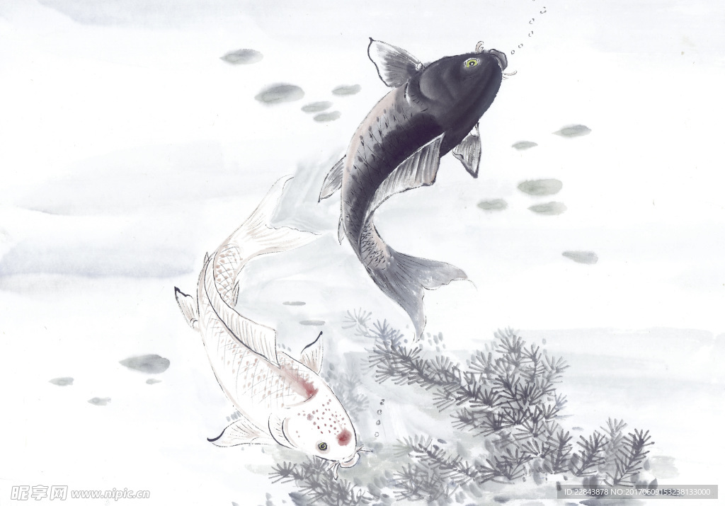 水墨画鱼