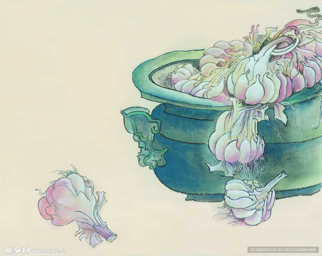 水墨画大蒜