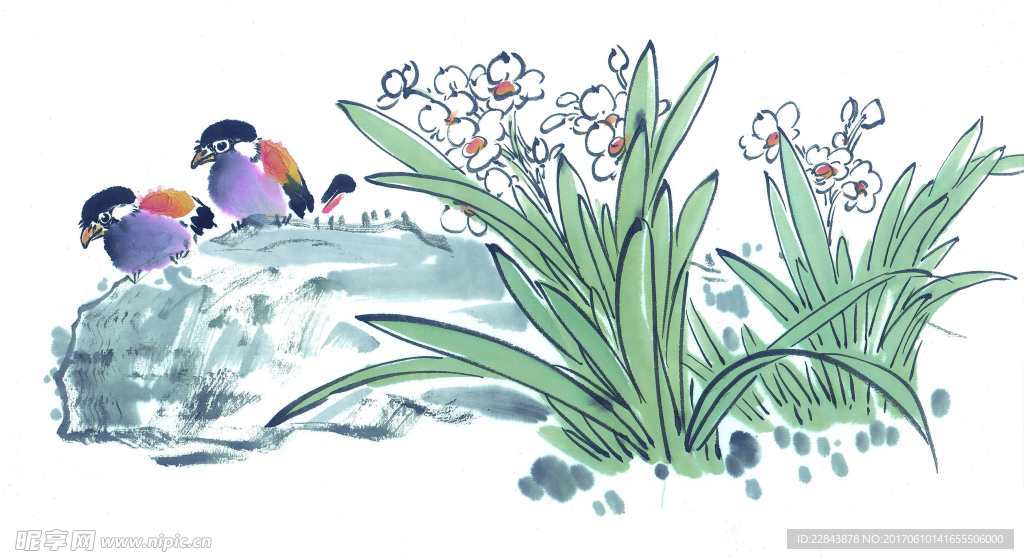 水墨画鸟