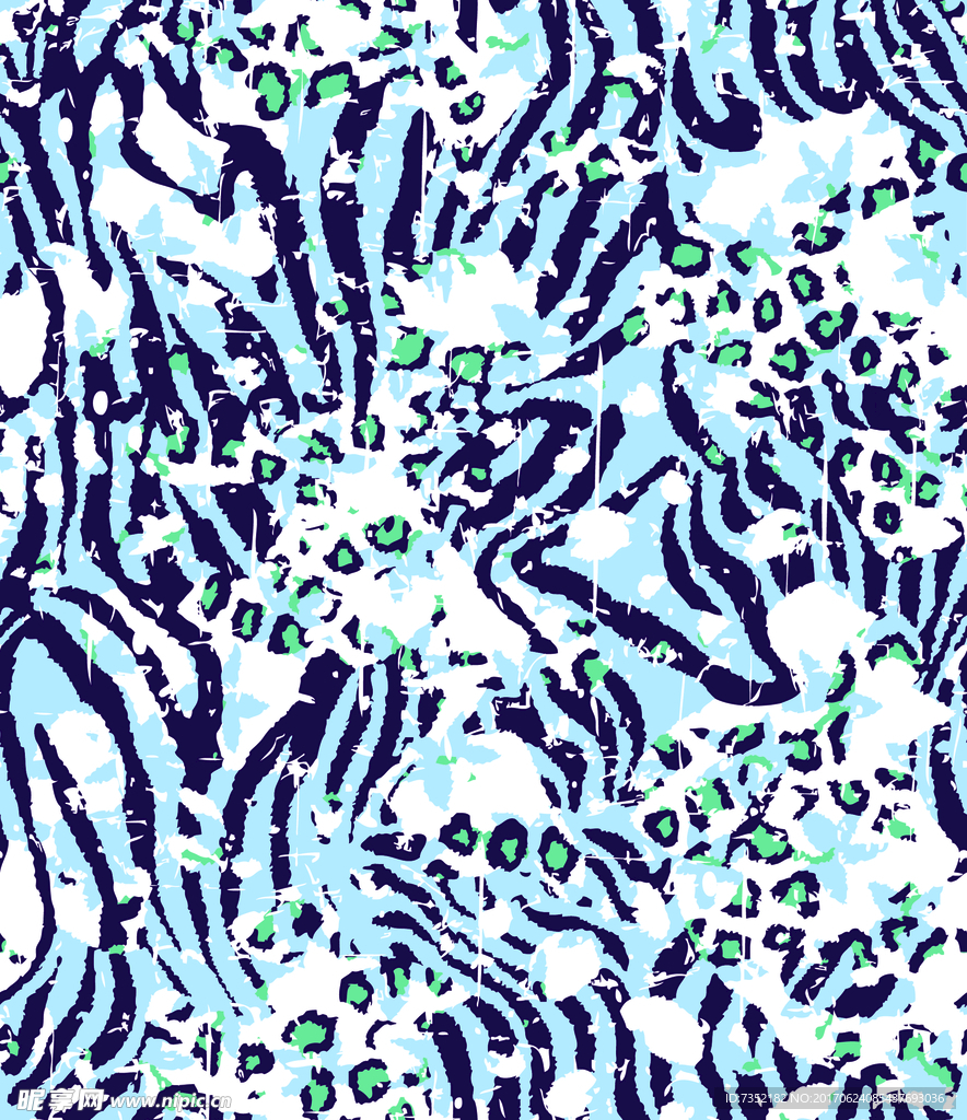 蓝色豹纹 几何 布料