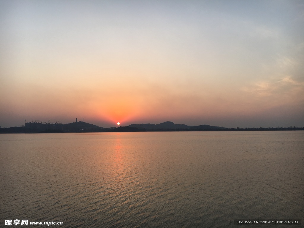 夕阳 南湖 洞庭湖