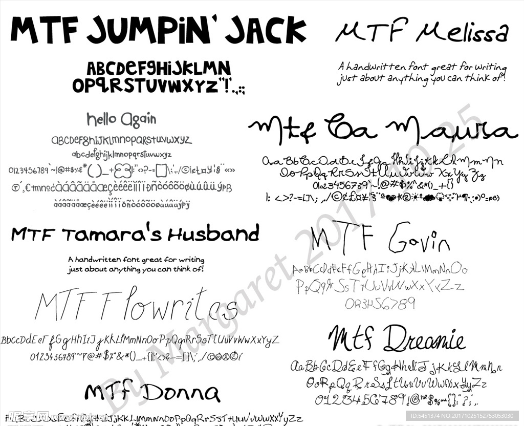 可爱童趣手写英文字体