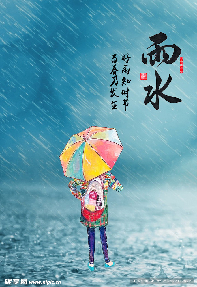 二十四节气雨水海报