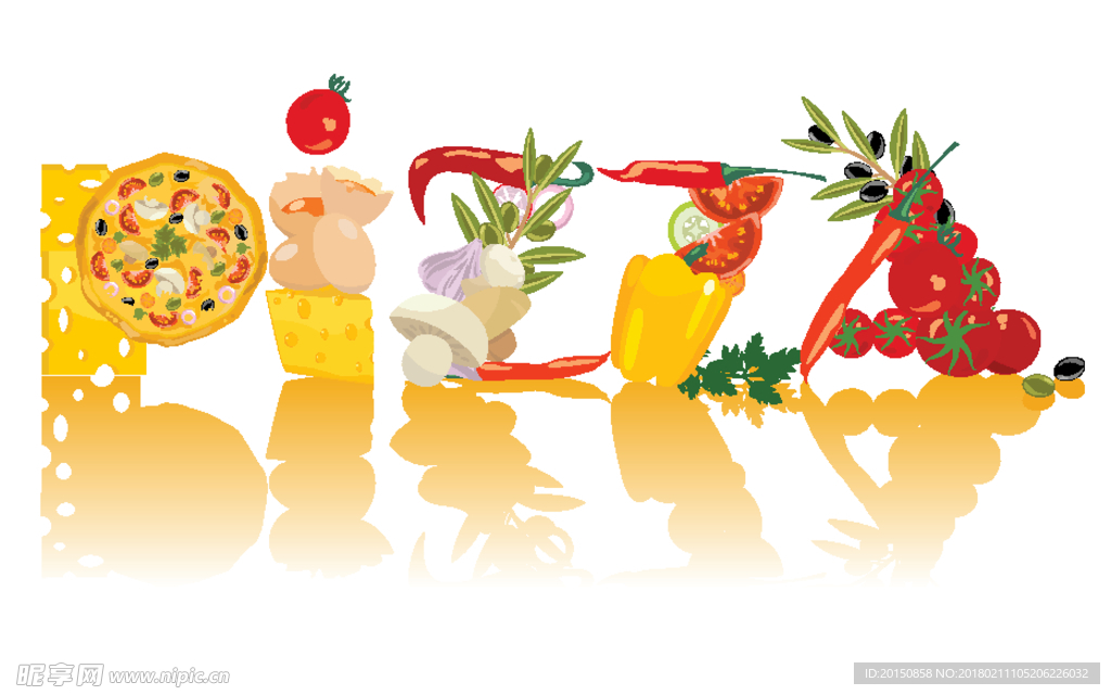 矢量披萨艺术字