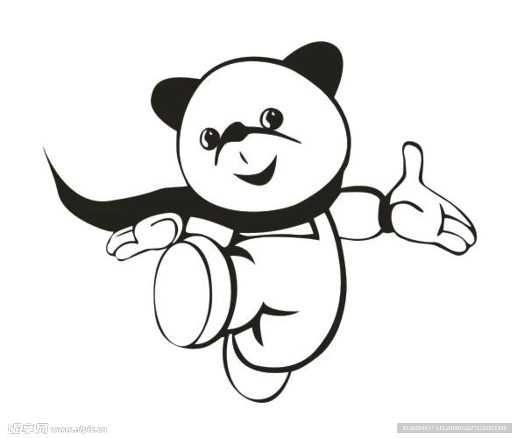 卡通单色小熊矢量图