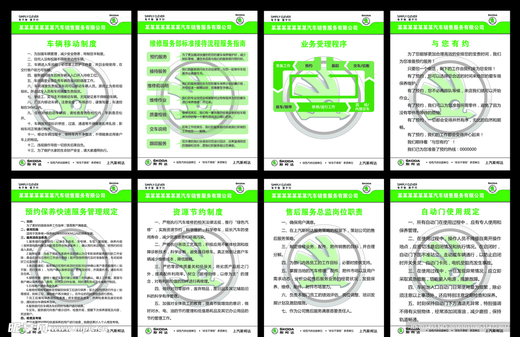 斯柯达售后展板