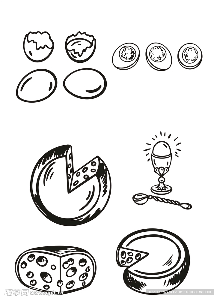 手绘线描食物