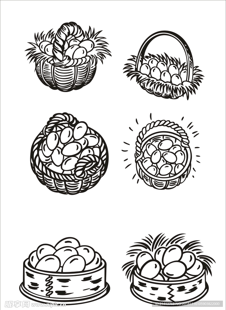 手绘线描鸡蛋