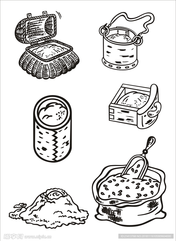 手绘线描食物