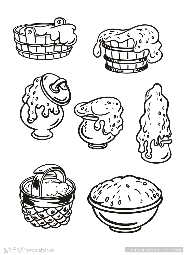 手绘线描食物