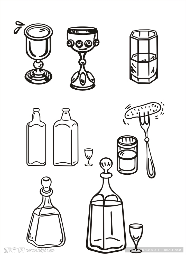手绘酒杯酒具