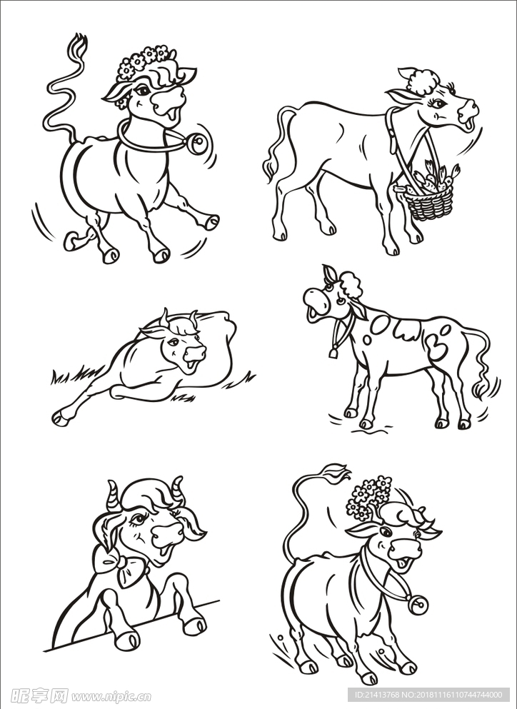 手绘线描小牛