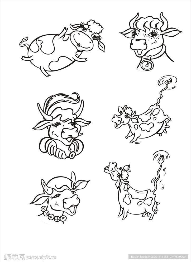 手绘线描小牛