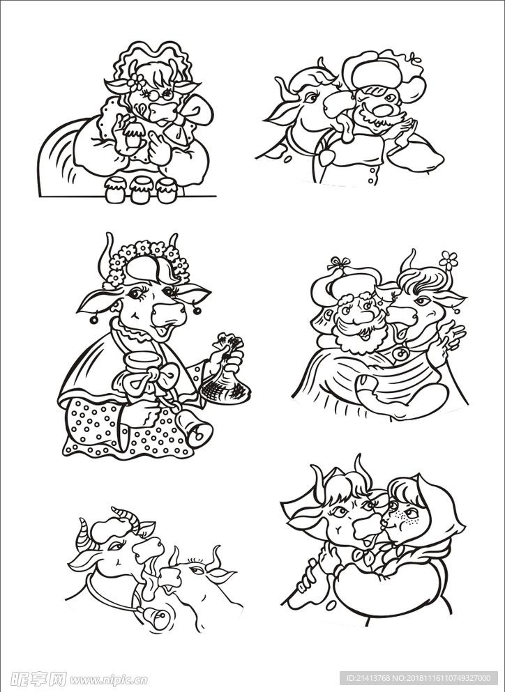 手绘线描小牛