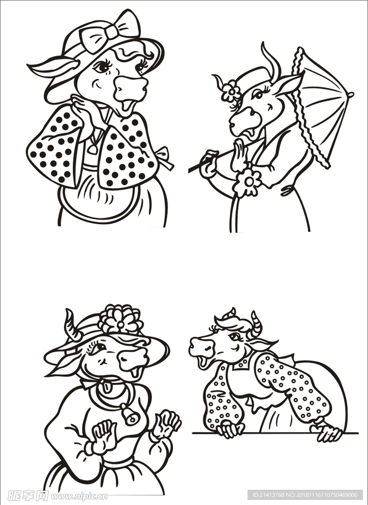 手绘线描小牛