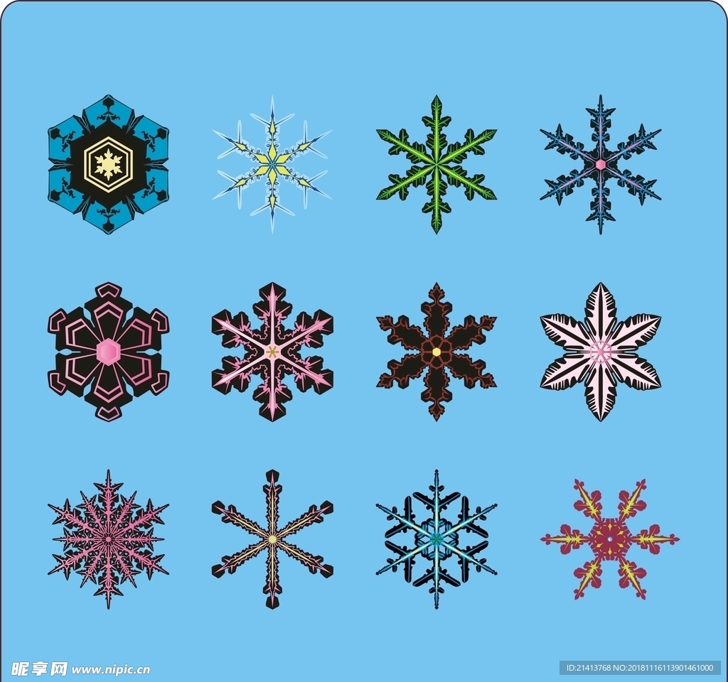 手绘雪花素材