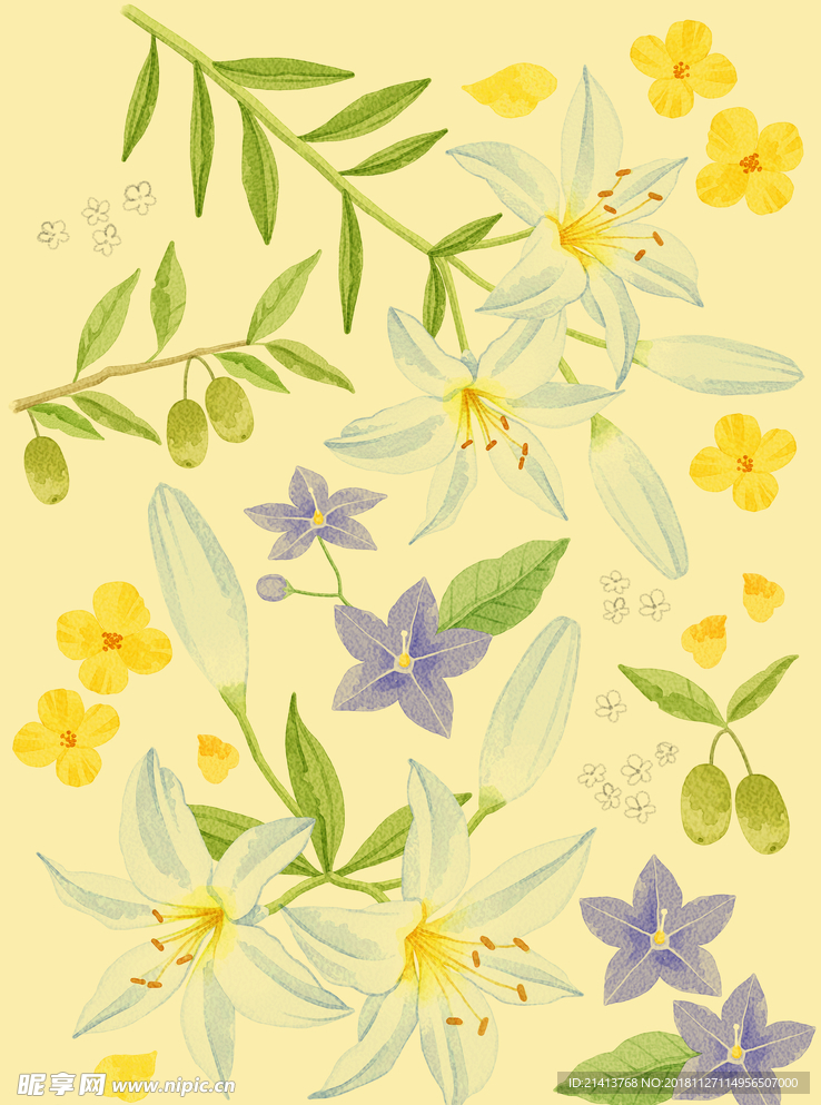 手绘花卉底纹