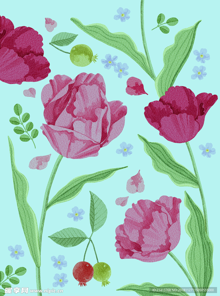 手绘花卉底纹
