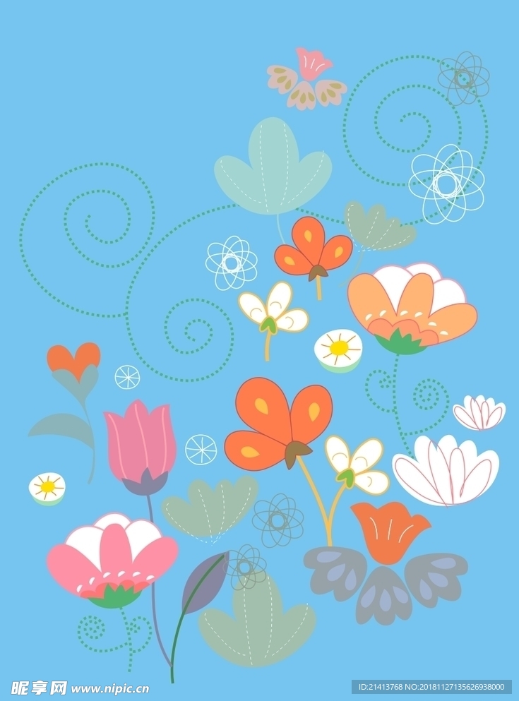 手绘花卉底纹