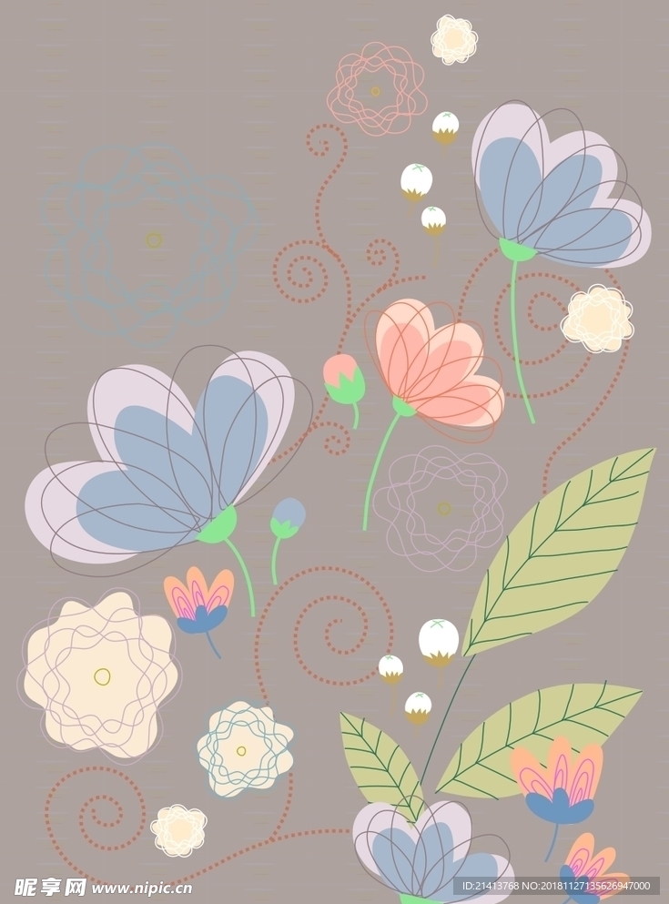 手绘花卉底纹