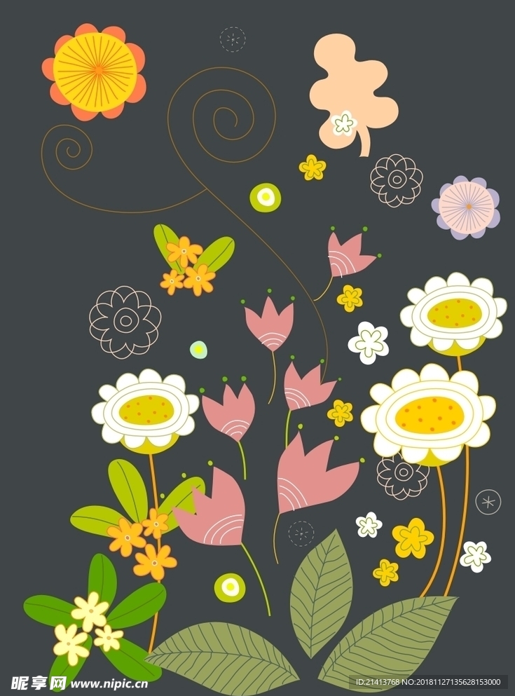 手绘花卉底纹