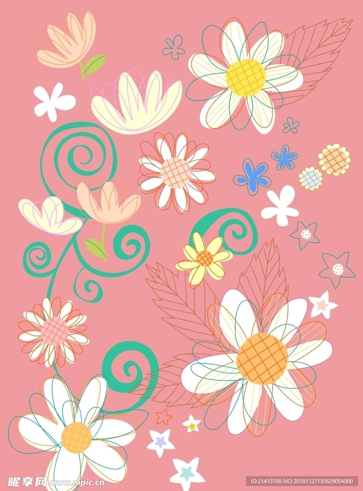 手绘花卉底纹