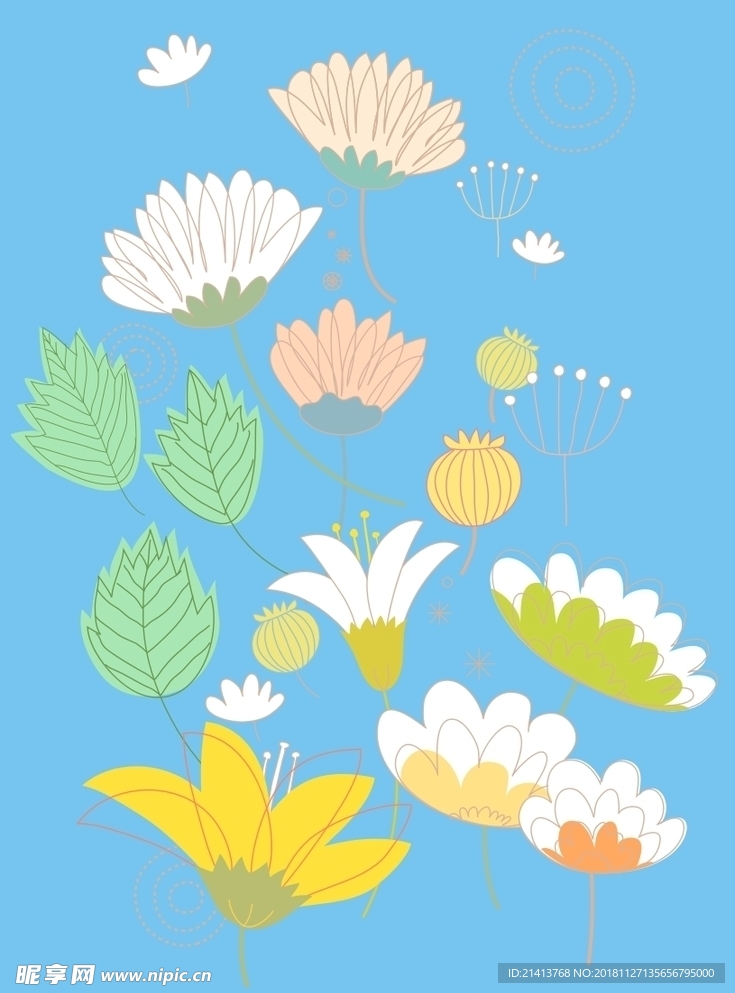 手绘花卉底纹