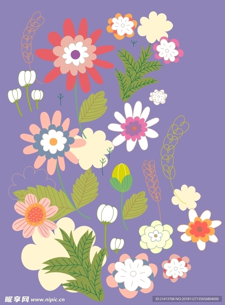 手绘花卉底纹