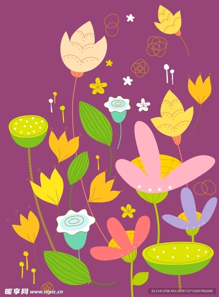 手绘花卉底纹