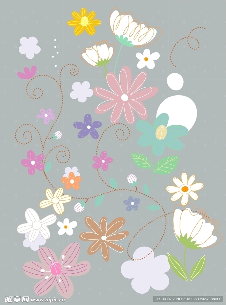 手绘花卉底纹
