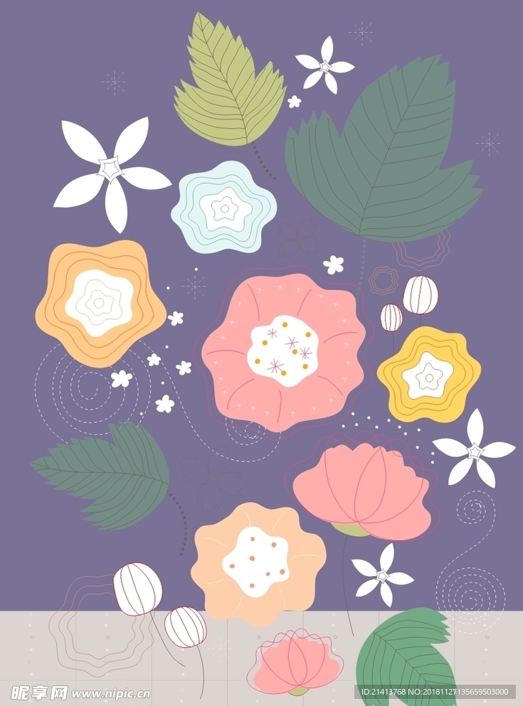 手绘花卉底纹