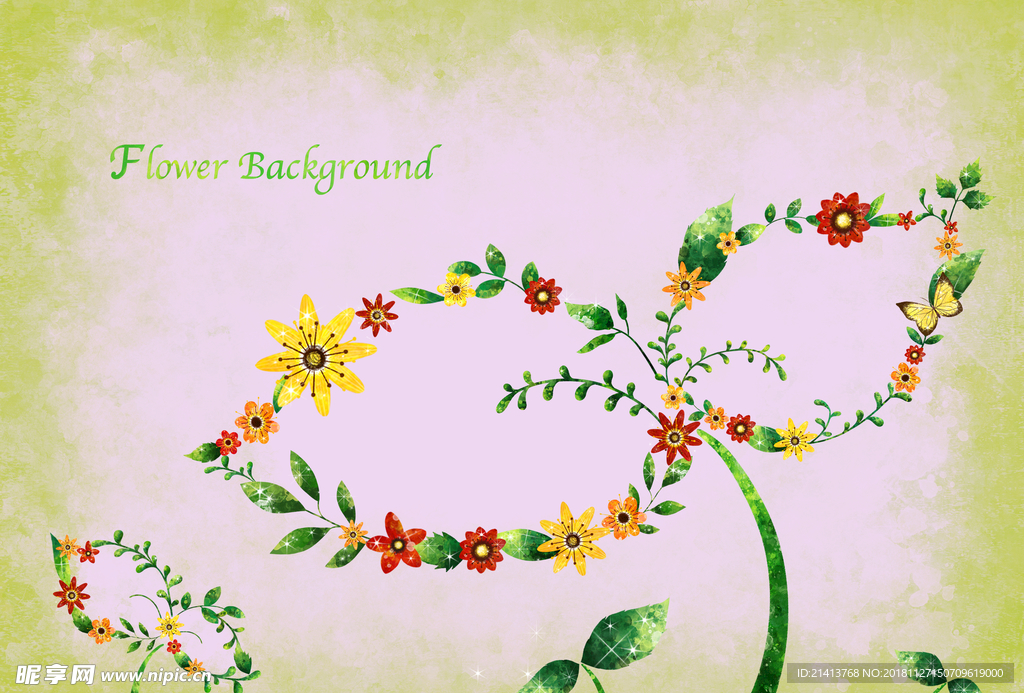 花卉底纹边框